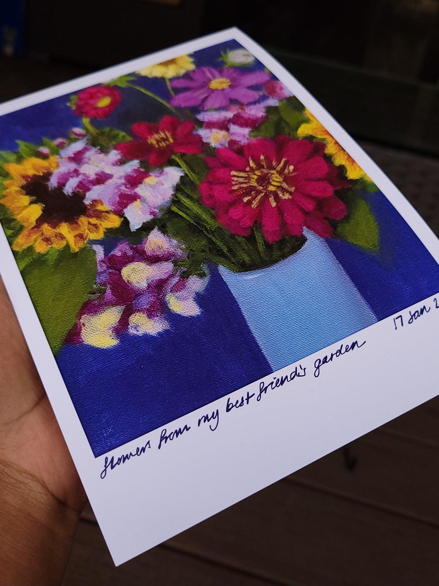 Flowers from my best friend's garden A5 print