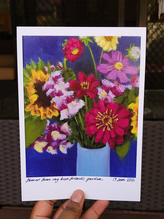 Flowers from my best friend's garden A5 print